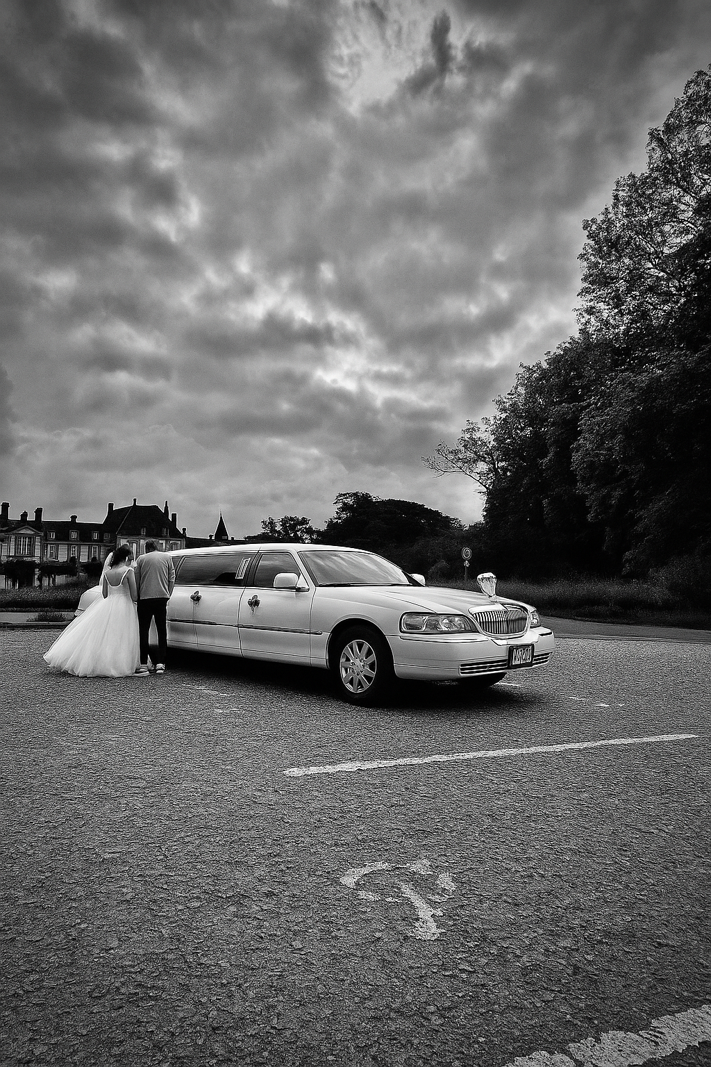 Couple mariage en limousine
